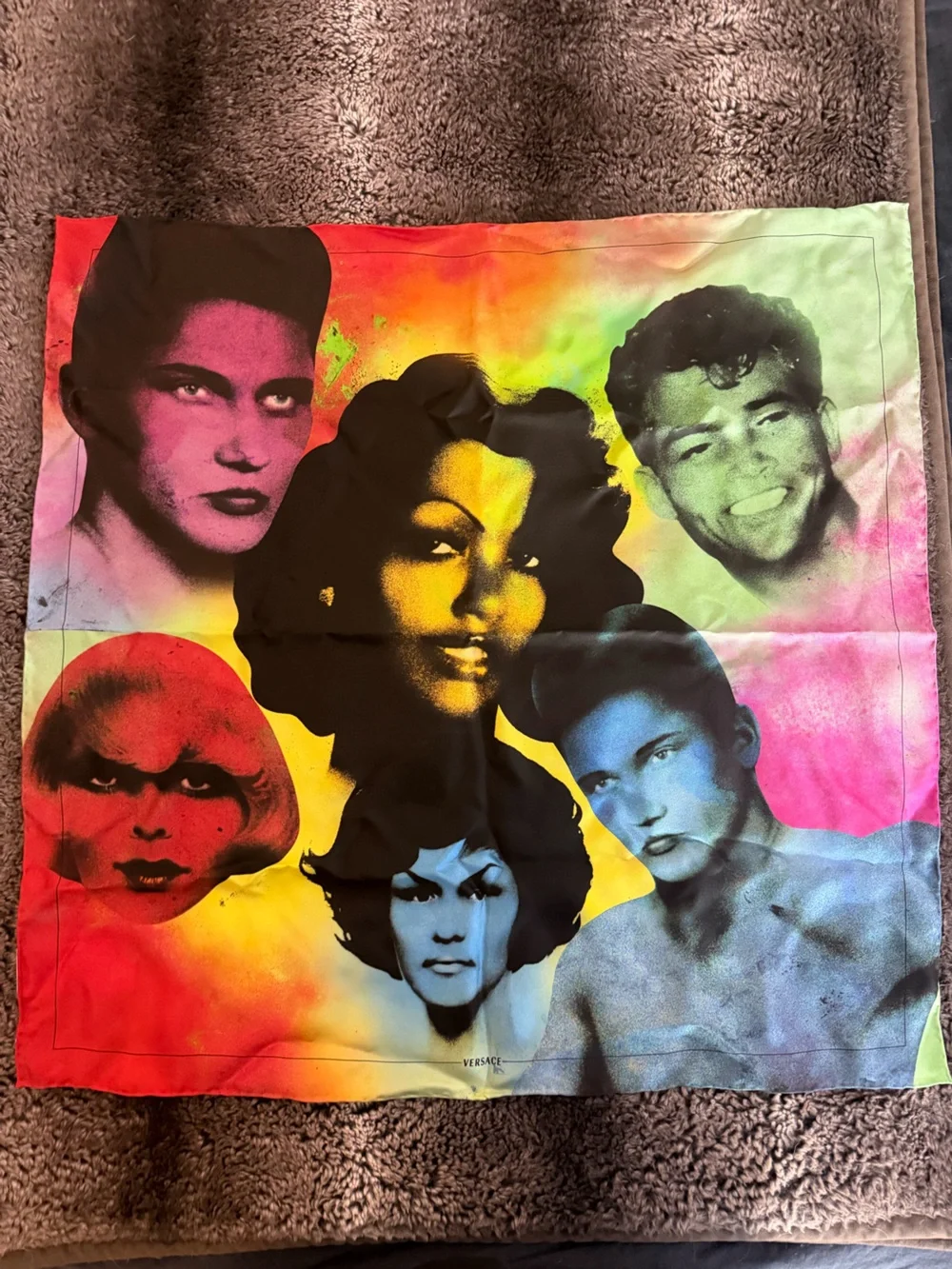 Versace The Party 100% Silk Twill Scarf 70cm Pop Art Print NWT